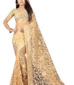 Chiku embroidered net saree with blouse