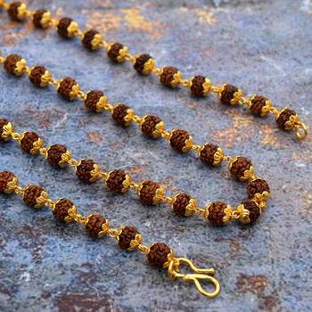 Lord Shiva Five Mukhi Rudraksha Mala Gold Plated For Mans and Womans 1