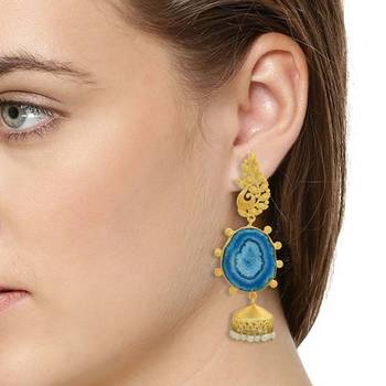 Golden Peacock Designer Long Jhumkas Earring With Beautiful Stones 3