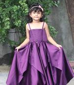 purple plits satin gown set for girl 