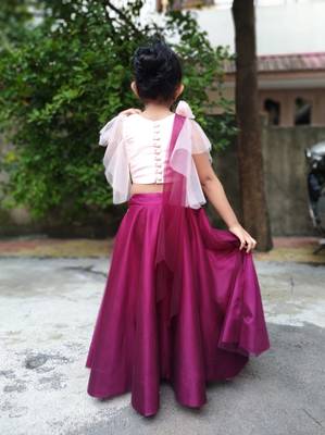 Pink Silk With Net Lahenga Choli 2