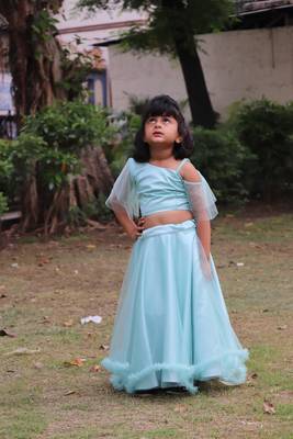 Sky Blue Chaniya Choli For Kids 1