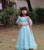 Sky Blue Chaniya Choli For Kids