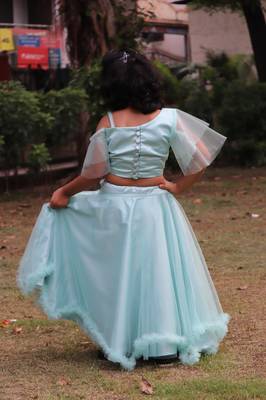 Sky Blue Chaniya Choli For Kids 2