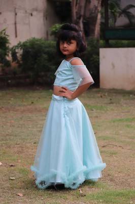 Sky Blue Chaniya Choli For Kids 3