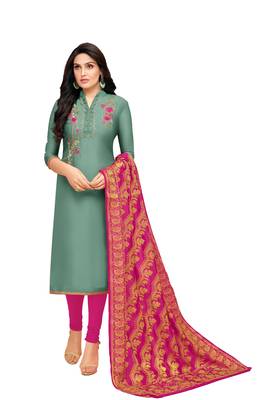 Green Sequins Pure Silk Blend Salwar 1