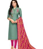 Green Sequins Pure Silk Blend Salwar