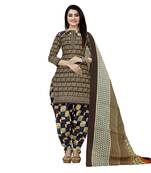 Brown Printed Cotton Salwar