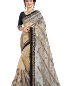 Black embroidered net saree with blouse