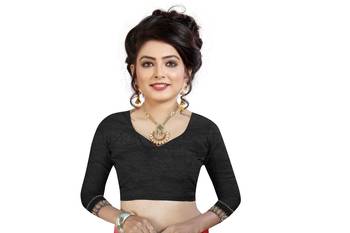 Black embroidered net saree with blouse 5