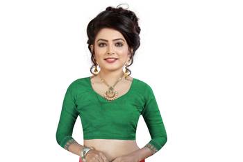 Green embroidered net saree with blouse 5