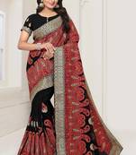 Black embroidered georgette saree with blouse