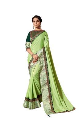 Green Embroidered Pure Silk Saree With Blouse 1