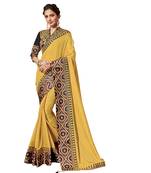 Yellow Embroidered Pure Silk Saree With Blouse