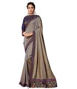 Grey Embroidered Pure Silk Saree With Blouse
