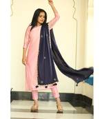pink plain chanderi kurta sets