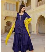 blue plain rayon kurta sets