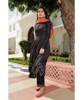 black plain Cotton kurta sets 2