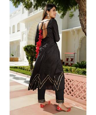 black plain Cotton kurta sets 3