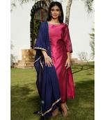 pink plain chanderi kurta sets