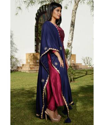 pink plain chanderi kurta sets 3