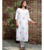 white printed Cotton kurta sets