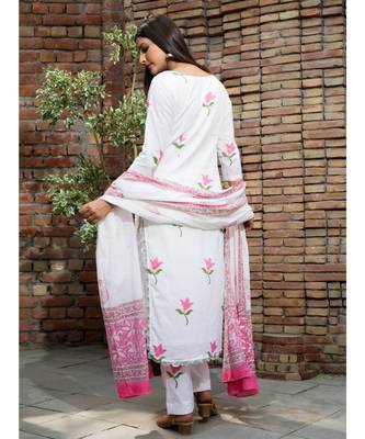white printed Cotton kurta sets 4