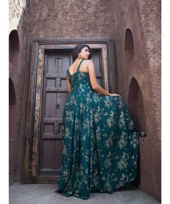 green printed rayon kurta sets 4