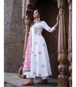 white printed Cotton kurta sets