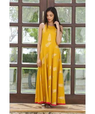 yellow printed Cotton kurta sets 1
