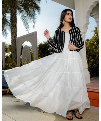 white printed Cotton kurta sets 1
