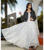 white printed Cotton kurta sets