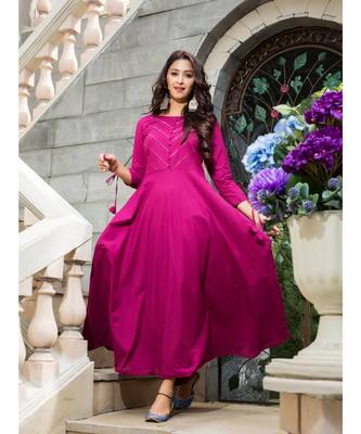 Purple plain cotton kurta sets 4
