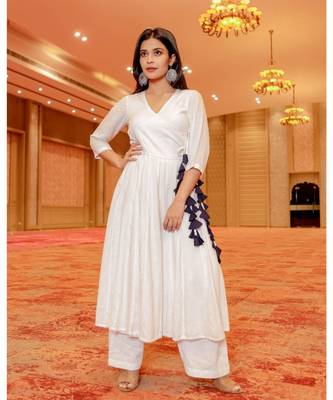 white plain cotton kurta sets 1