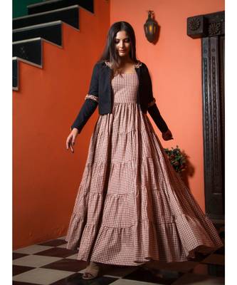peach printed Cotton kurta sets 1