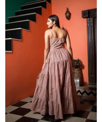 peach printed Cotton kurta sets 3