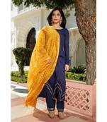 blue plain Cotton kurta sets