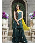 green printed rayon kurta sets