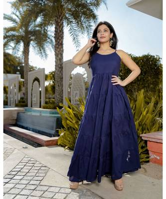 blue plain Cotton kurta sets 2