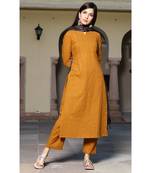 brown plain Cotton kurta sets