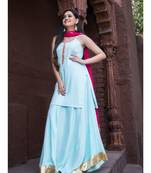 blue plain rayon kurta sets