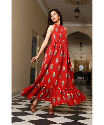 red printed Cotton kurta sets 2