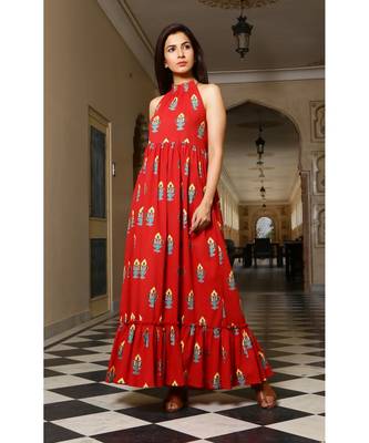 red printed Cotton kurta sets 3