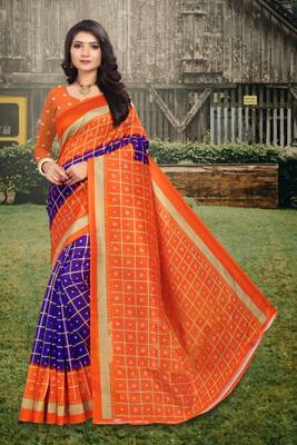 Purple printed art silk sarees saree with blouse 1