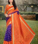 Purple printed art silk sarees saree with blouse