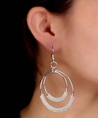 Hoop Danglers in silver and white 1
