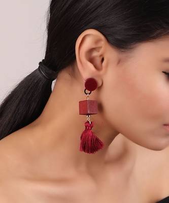 Maroon Geometric Earrings 1