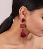 Maroon Geometric Earrings