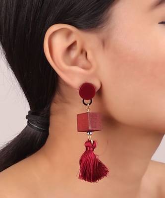 Maroon Geometric Earrings 2