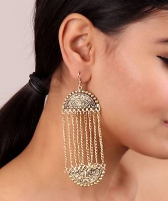 Golden Long chain Mughal Earrings 1